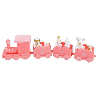 Christmas Train Painted Wooden Plastic  Mini Christmas Tree Train Christmas Decorations Festival Party Xmas Table Top Ornament Good Vibrations
