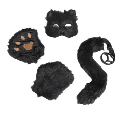 Foxes Mask+Tail +Gloves Set Halloween Cosplays Costume Accessorie Theme Party Dress Up Props Carnival Party Costumes Accessories Good Vibrations