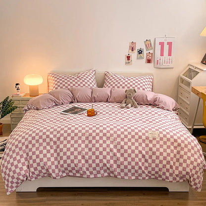 Checkerboard Bedding Comforter Set with Pillowcase bed sheet Single Full Size Bed Linen Duvet Cover Set Queen/King Double Single Good Vibrations
