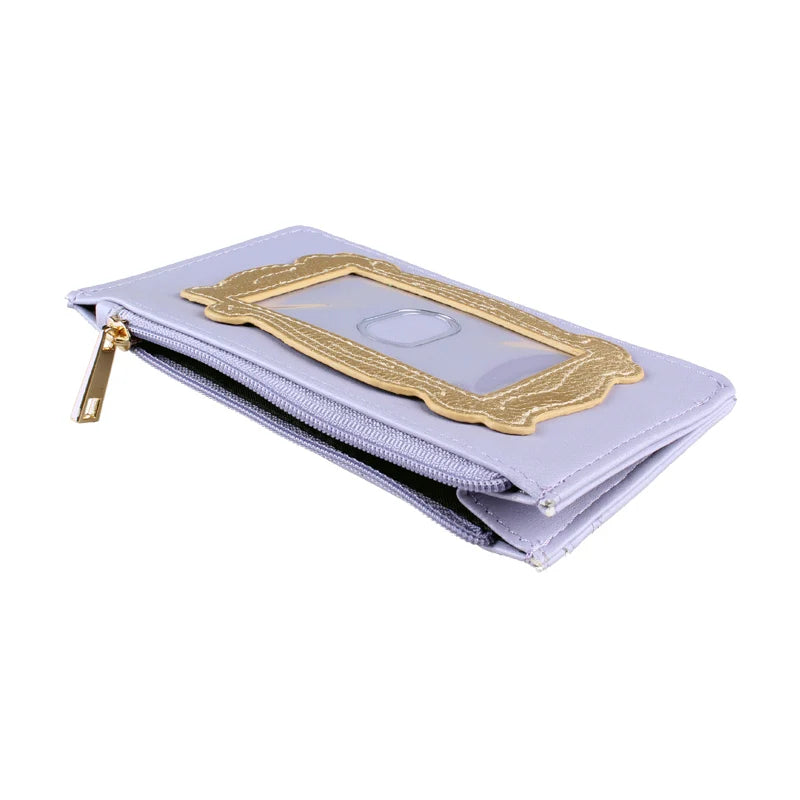 Slim & Stylish Women's Light Purple PU Coin Purse with Golden-Tone Accent - Ultra-Thin Wallet Good Vibrations