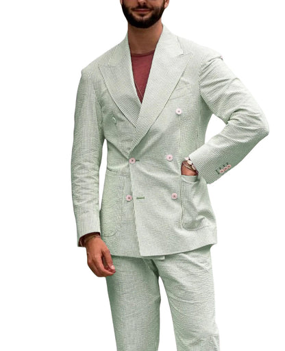 Men's Striped Suit Two Piece Suit Elegant Fashion Suit Business Casual Work Wear Party Dress Men's Commuter Wear Men's Clothing Good Vibrations