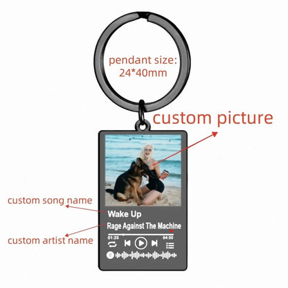 Jeshayuan Custom Picture Keychain Customized Music Song Key Ring Stainless Steel Personalized Photo Keychains Gifts for Lover Good Vibrations