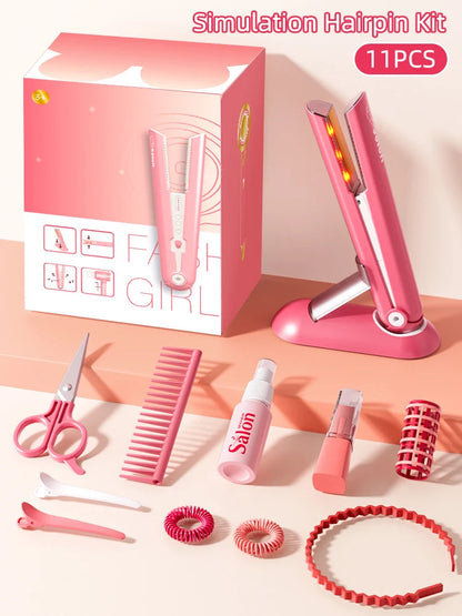 Kids Make Up Toys Simulation Haircut Kit Children's Hair dryer Role Playing Game Educational Toys For Girls Pretend Play Gifts Good Vibrations