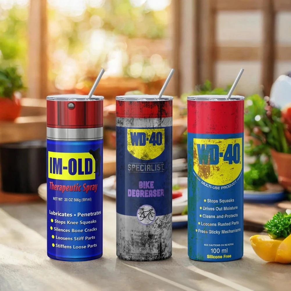 WD40-Dirty Pattern Thermos-Cup 20oz Stainless Steel Insulation Straight Water Anytime Bottle Leakproof Food Grade Travel Mug Good Vibrations Adult Super Store