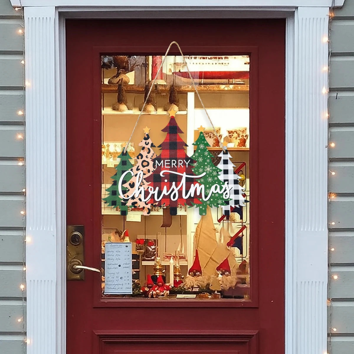 Christmas Door Hanging Merry Christmas Decorations for Home 2025 Navidad Xmas Tree Wall Pendant New Year 2026 Good Vibrations