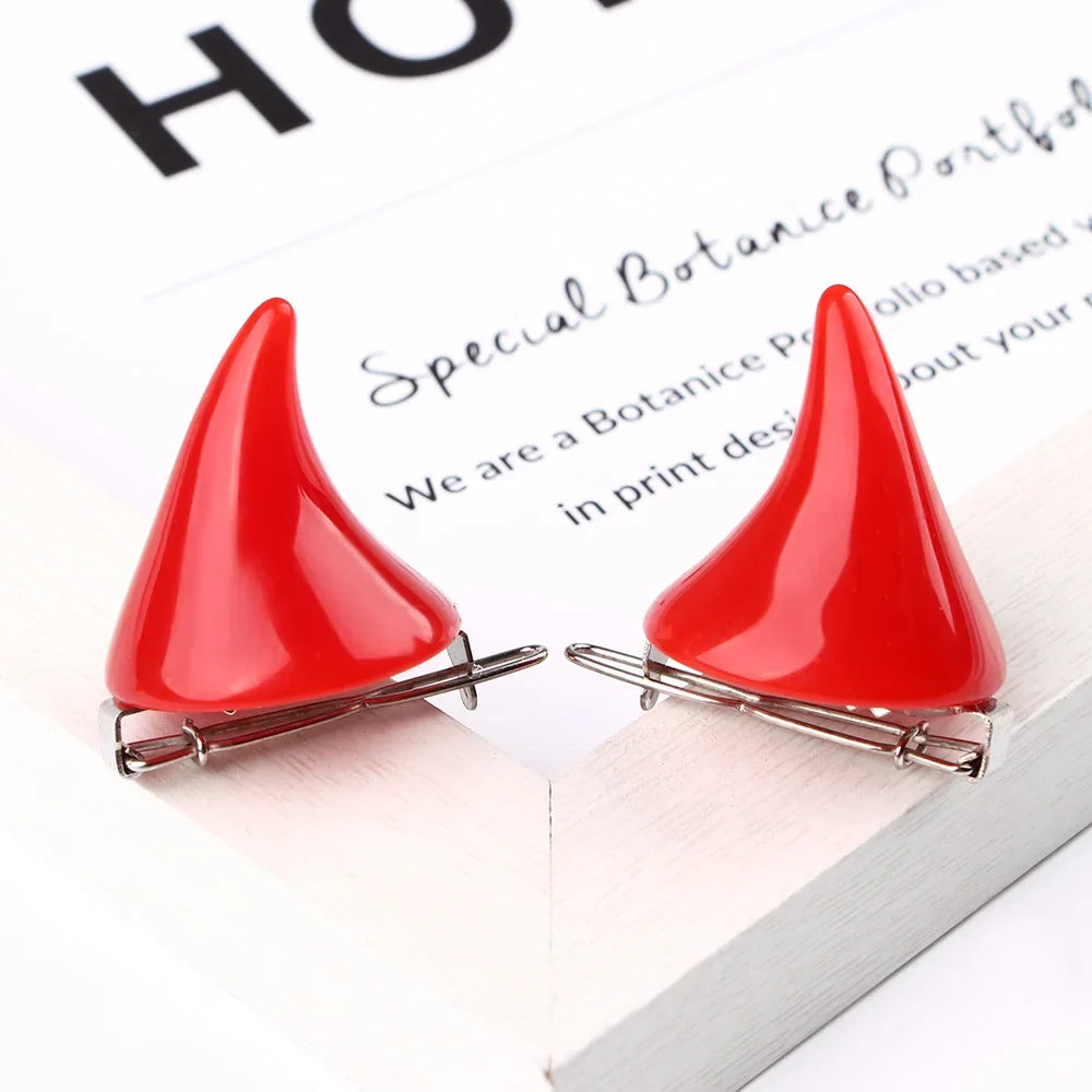 Halloween Hair Accessories Clip 1 Pair Small Demon OX Horn Hairpins Gothic Party Cosplay Costume Pin Hairpins Costume Horn Good Vibrations