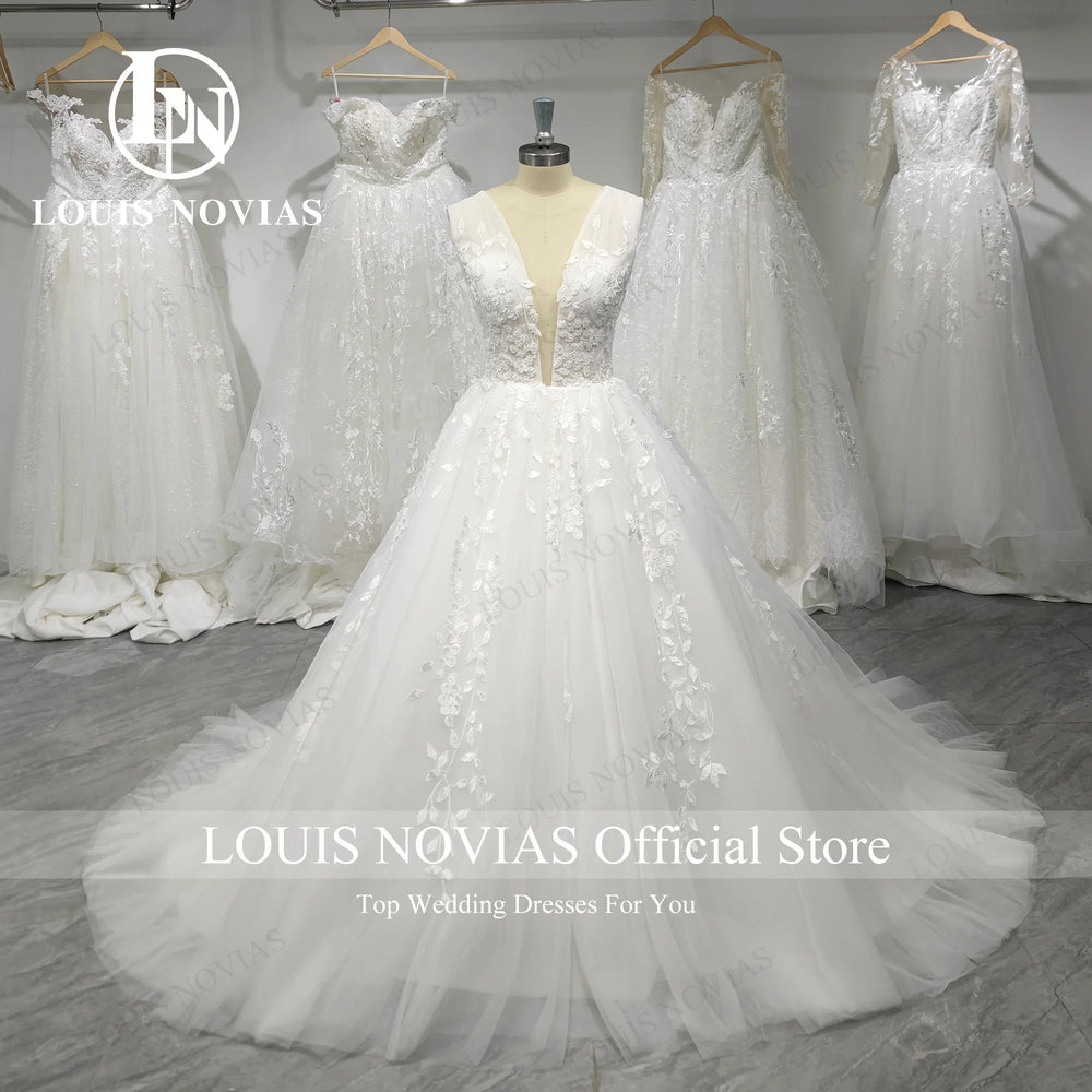 LOUIS NOVIAS  Wedding Dress For Women Elegant Backless Beaded Flowers Embroidery Sleeveless Wedding Gown Vestidos De Novia Good Vibrations