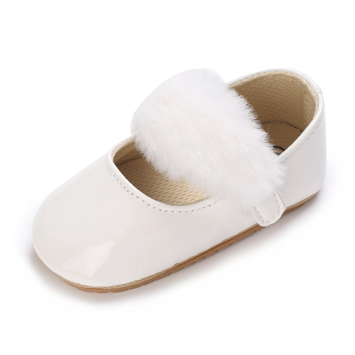 White Spring and Autumn 0-18M Baby Cute Bow Princess Shoes Casual PU Soft Rubber Bottom Anti slip Princess Shoes Walking Shoes Good Vibrations