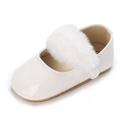 White Spring and Autumn 0-18M Baby Cute Bow Princess Shoes Casual PU Soft Rubber Bottom Anti slip Princess Shoes Walking Shoes Good Vibrations