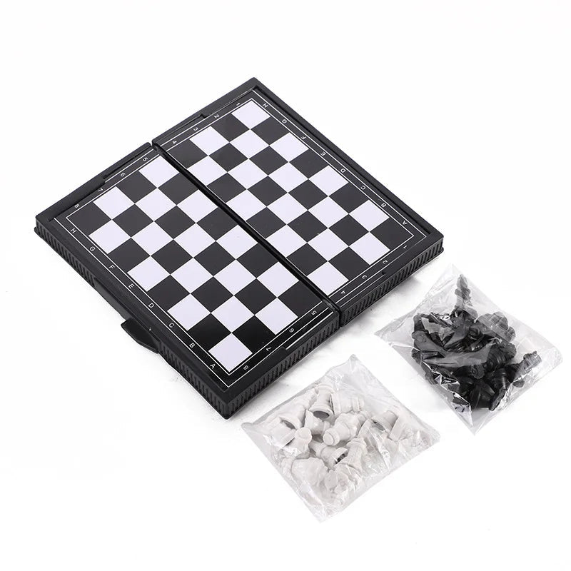 Mini Magnetic  Chess Set  Folding Magnetic Plastic Chessboard Board Game Portable Kid Toy Portable Outdoor Good Vibrations
