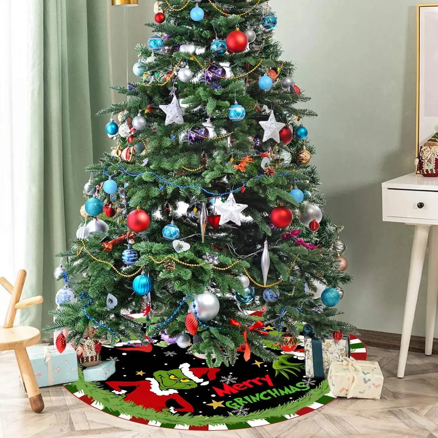 Christmas Tree Skirt 48 inch - Xmas Tree Ornaments - Christmas Ornament - Perfect Holiday Decor for Festive Celebrations Good Vibrations