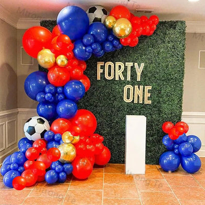 Wedding Birthday Party Decor 4D Gold 4D Soccer Red Blue Latex Balloon Garland Arch Holiday Event Baby Shower Backgound Decor Good Vibrations