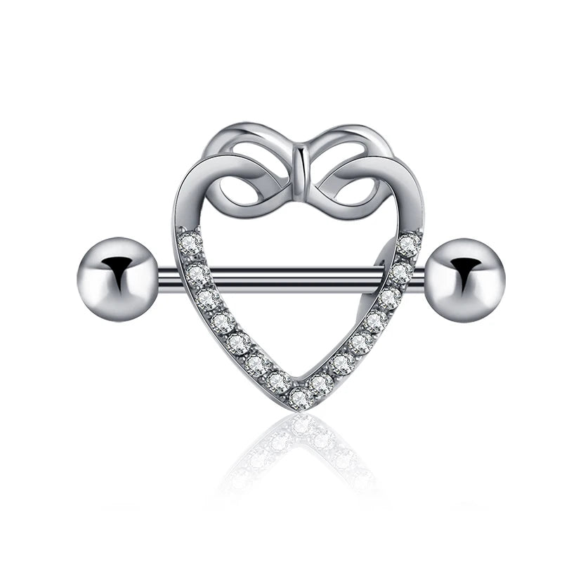 1 Pair Heart Barbell Nipple Ring Piercing Helix Piercing Sexy Nipple Jewelry High Quality Zircon Nipple Rings For Women Oreja Good Vibrations