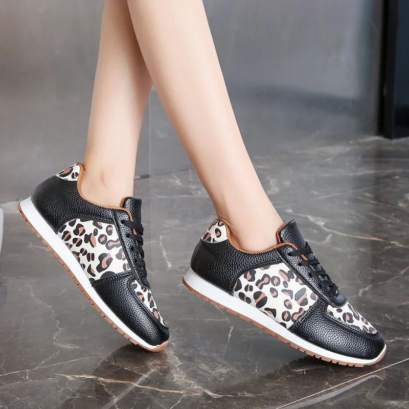 2025 Spring Women's Running Shoes, Casual Walking Training Shoes, Fashion Leopard Pattern Comfortable Casual Tennis Shoes Good Vibrations