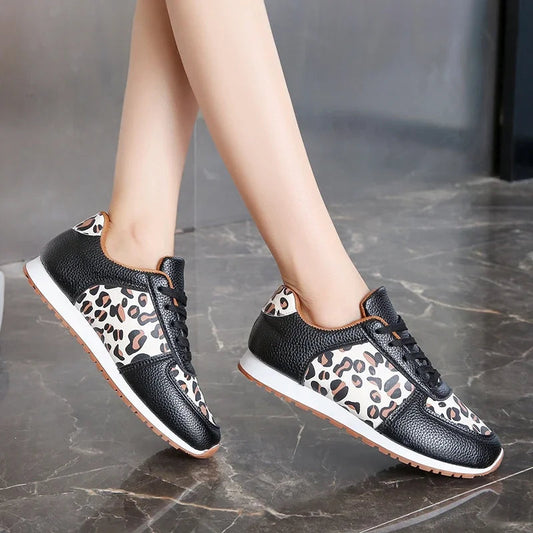 2025 Spring Women's Running Shoes, Casual Walking Training Shoes, Fashion Leopard Pattern Comfortable Casual Tennis Shoes Good Vibrations