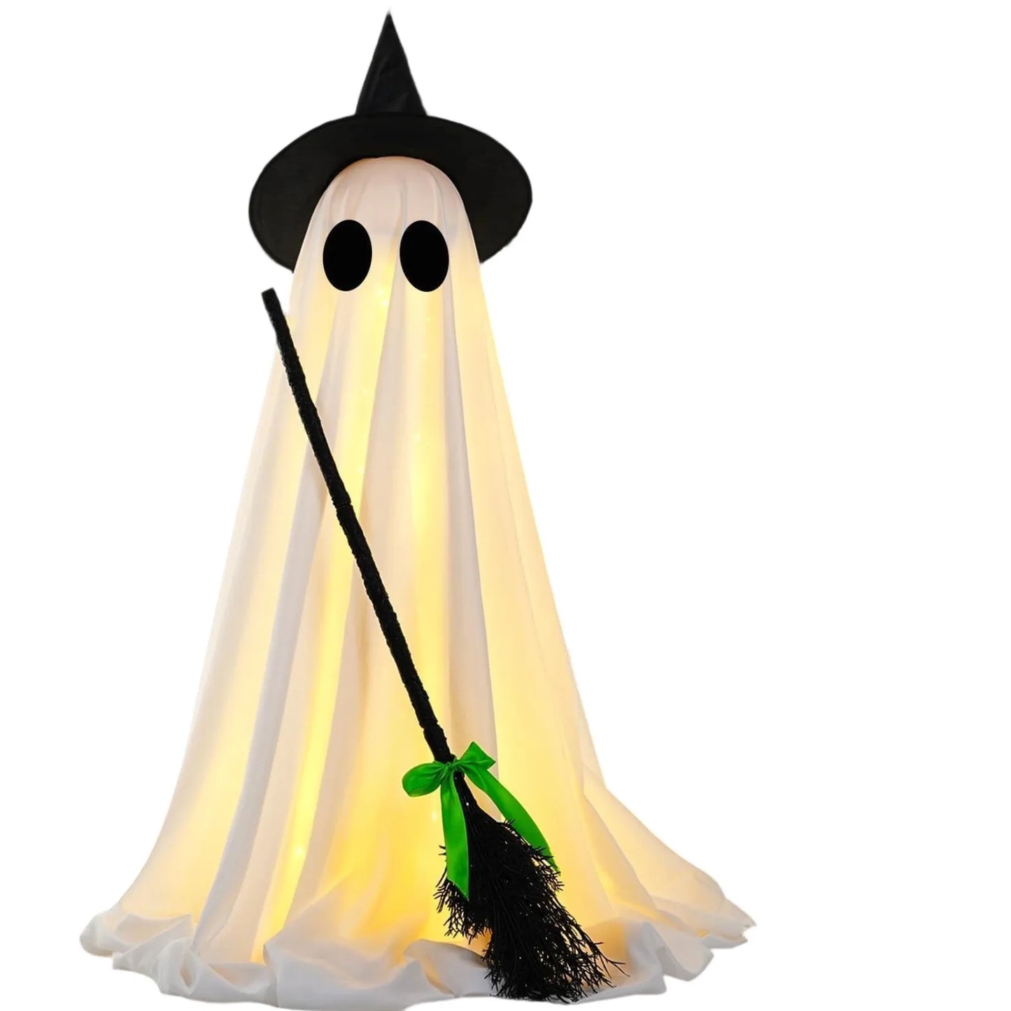 Halloween Outdoor Decoration, Spooky Halloween Decor With Witch Brooms, Scary Decor With LED Lights For Front Yard Garden Good Vibrations