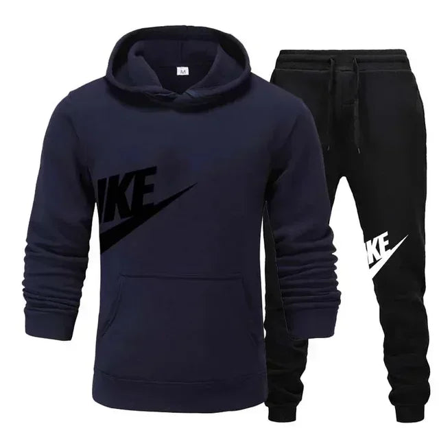 A new autumn and winter men's casual sportswear set of 2-piece hooded sweatshirt and long pants for outdoor fashionable jogging Good Vibrations