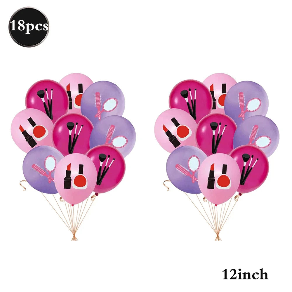 Spa Makeup Party Decorations Happy Birthday Banner Balloons Cake Topper for Girls Women Makeup Birthday Spa Party Decor Supplies Good Vibrations