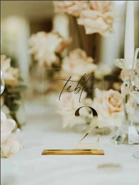 Wedding Table Numbers - Clear and Gold Mirror Acrylic Signs - Gold Wedding Table Signs - Wedding Table Decor Good Vibrations