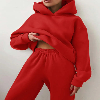 Women Two Piece Sets Tracksuit 2022 Autumn Casual Solid Long Sleeve Hoodie Sweatshirts Female Fashion Oversized Trouser Suits Good Vibrations