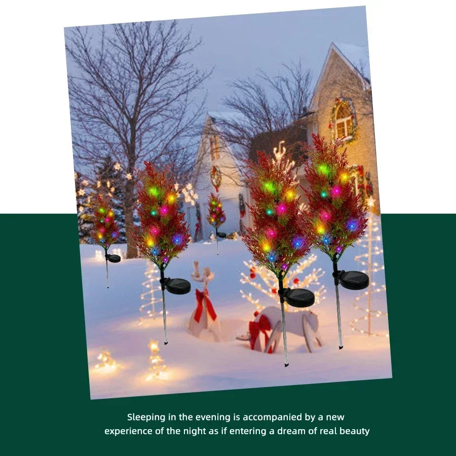 2025 Hot Outdoor Decoration Christmas Tree Light Solar Charging Simulation Pine Tree 20 LED Lawn Light Garden Decoration Light Good Vibrations