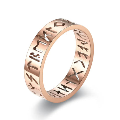2023 New Stainless Steel Hollow Out Ring for Men Women Fashion Hollow Rune Design Finger Anillo Antiestres Anxiety Rings Good Vibrations