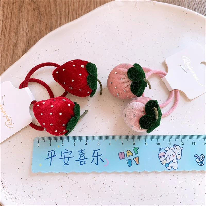 2025 Cute Strawberry Hair Rope Ring Children Gift Baby Girl Kid Elastic Hair Rubber Band Accessories Headdress Headwear Ornament Good Vibrations