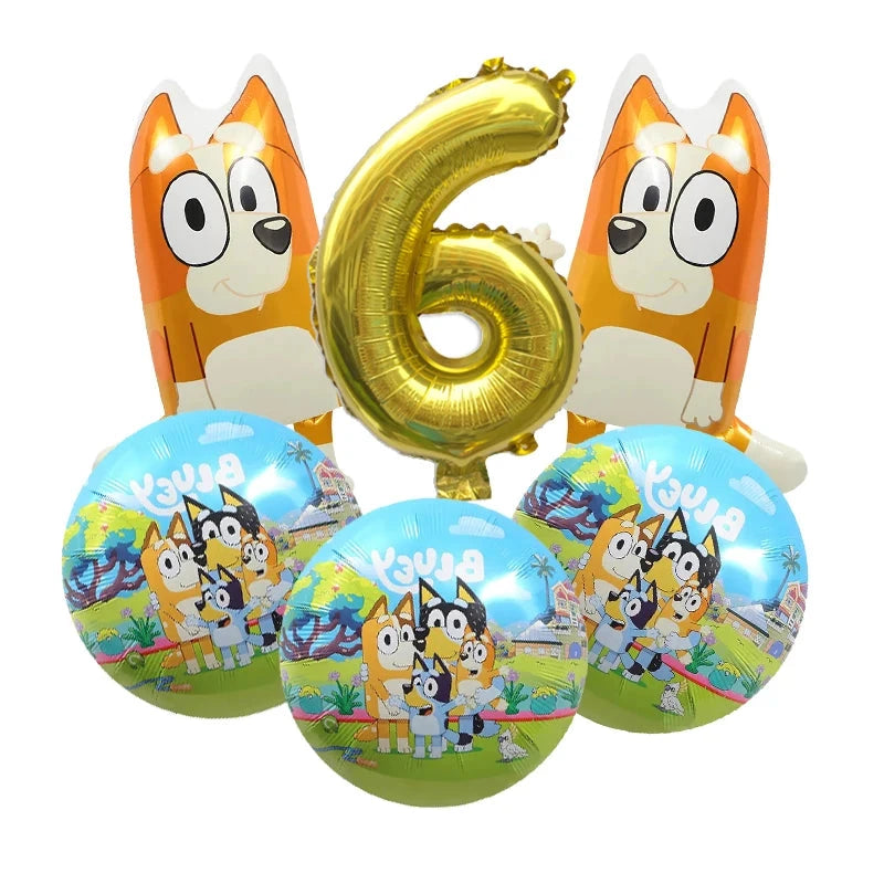Bluey Christmas Birthday Party dinnerware Disposable Banner Cake Topper Hanging Flag bluey number Balloons Birthday Decoration Good Vibrations