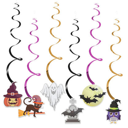 Halloween Party Paper Garland Bat Pumpkin Banner 2025 Happy Halloween Party Decoration for Home Trick or Treat Hanging Pendants Good Vibrations