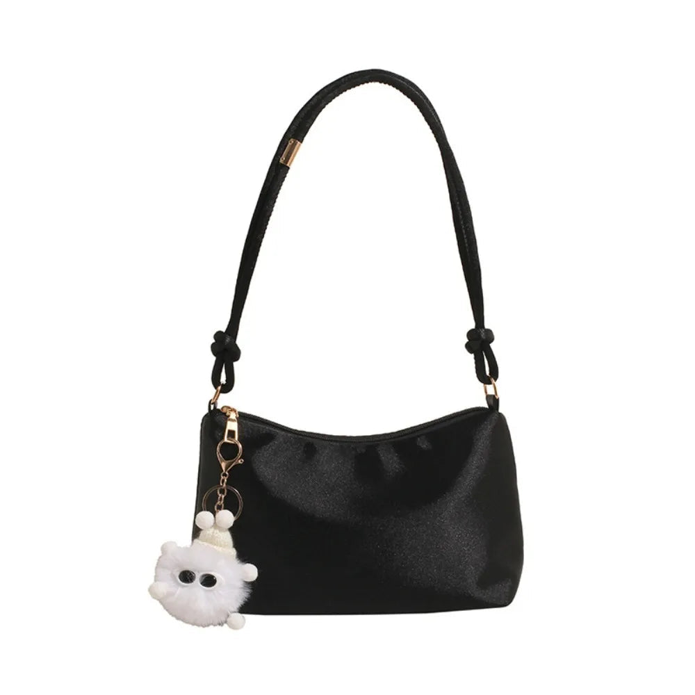 Casual Solid Color Fashion Elegant Shoulder Bag Smooth Cloth Satin Underarm Bag Leisure Shoulder Bag Good Vibrations
