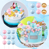 20Pcs Balls Cake Topper Pink Blue Gold Cake Balls Baking Decoration Birthday Wedding Anniversary Cake Picks Insert Toppers Decor Good Vibrations