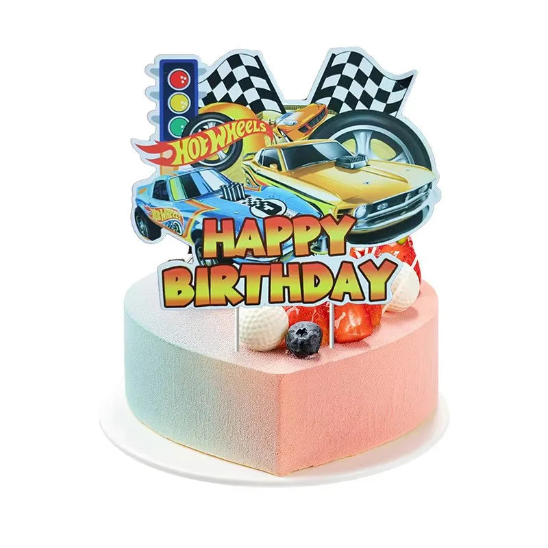 Car Kids Birthday Party Decoration Boys Birthday Supplies Paper Cup Plate Cutlery Cars Balloons Cake Flag Party Children's Gifts Good Vibrations