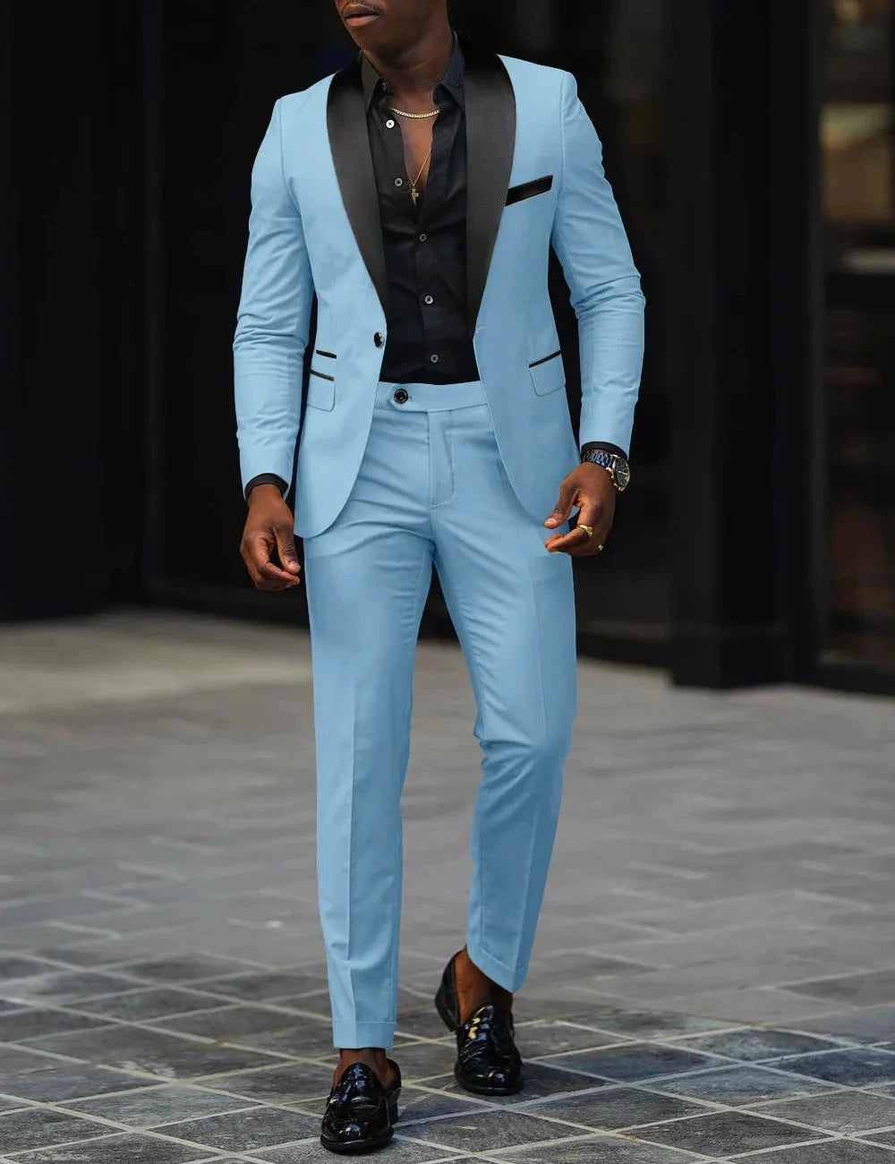 Men's New Fashion Business Casual Two-piece, Comfortable and Breathable Slim-fit Side Slit Single-button Suit Jacket+trousers Good Vibrations