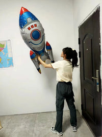 4D Standing Astronaut Spaceman Balloons Rocket Foil Balloons Kids Toys Baby Shower Outer Space Themed Birthday Party Decorations Good Vibrations