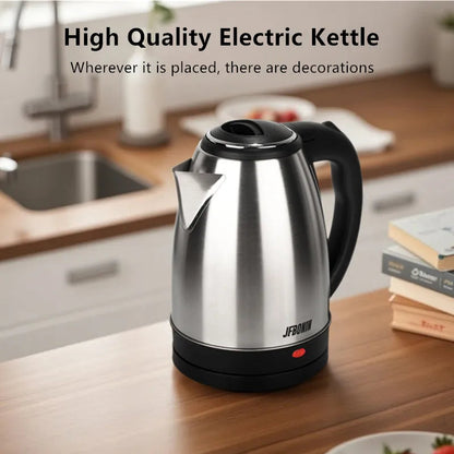 1.8L 220V Stainless Steel Electric Kettle Silver Black Base Separation Desion Rust-resistant Durable for Home During Travel Good Vibrations