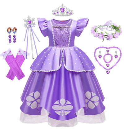 Girls Sofia Princess Dress Birthday Party Costume Kids Summer Purple Sophia Vestido Baby Halloween Cosplay Luxury Gown Good Vibrations