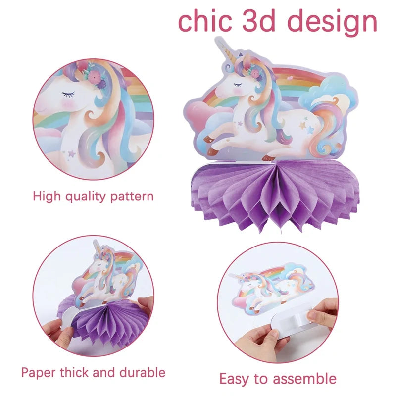 Rainbow Unicorn Honeycomb Ornament Set Rainbow Unicorn Birthday Party Decoration Kids Baby Shower Birthday Party Supplies Good Vibrations