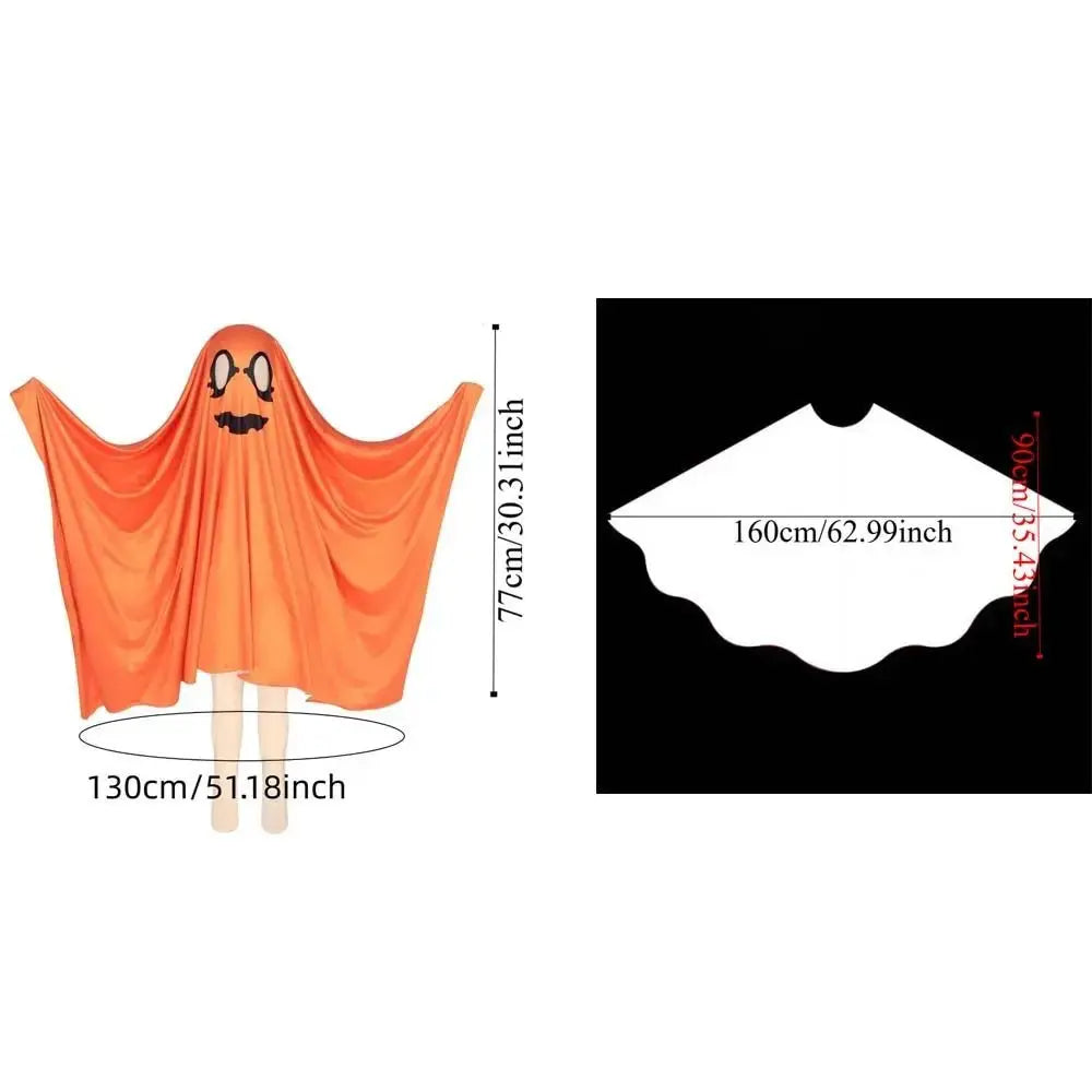 White Halloween Cloak Cape Black Eye Trick-or-Treat Spooky Ghost Poncho Robe Smock Style Fancy Dress Ghost Cosplay Costume Women Good Vibrations