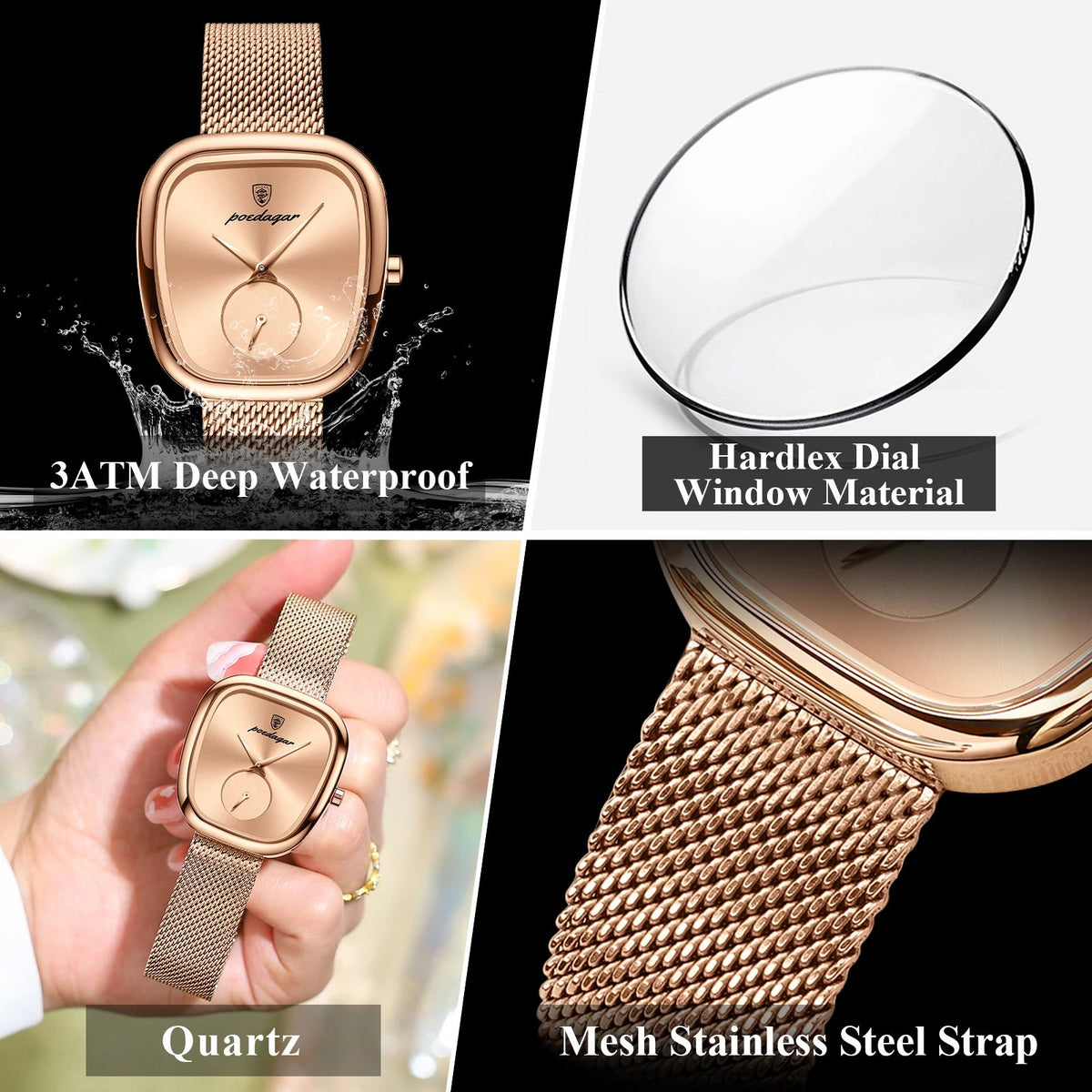 POEDAGAR Luxury Fashion Elegant Ladies Watch Waterproof Watch for Woman Mesh Stainless Steel Quartz Women's Watches Female Reloj Good Vibrations