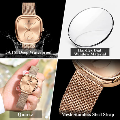 POEDAGAR Luxury Fashion Elegant Ladies Watch Waterproof Watch for Woman Mesh Stainless Steel Quartz Women's Watches Female Reloj Good Vibrations