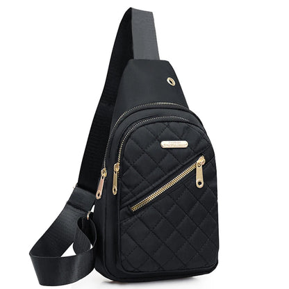 Neutral style backpack for men and women, with multiple color slanted fabric and nylon material. Suitable for travel. Good Vibrations