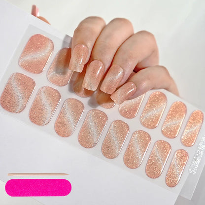 UV Semi-Cured Gel Nail Wraps Stickers Strips French Long Lasting Full Cover LED Gel Semi Cured Nail Sliders For Nail Extension & Good Vibrations