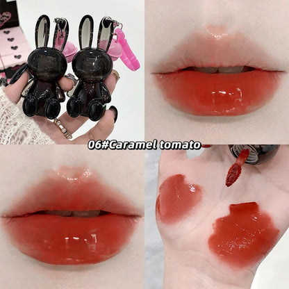 Gege Bear Pink Rabbit Velvet Matte Lip Cream Black Rabbit Water light lip glaze matte mirror pendant lipstick lip gloss Good Vibrations