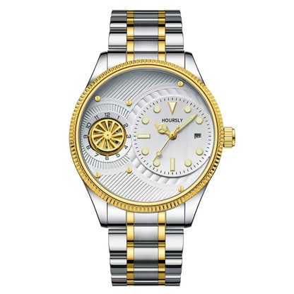 Fashion men watches simple circular dial with rotating turntable luminous calendar stainless steel strap suitable for daily life Good Vibrations