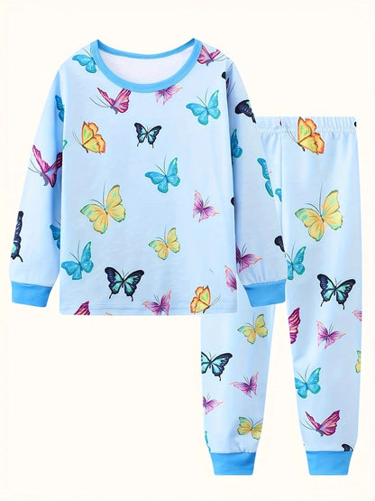 Girls Unicorn Cartoon Long Sleeve Pajamas Two Piece Set Good Vibrations