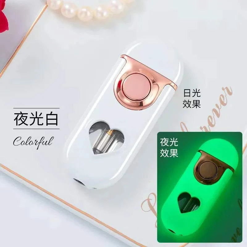 Metal Love Double Flame Butane Gas Lighter Creative LED Blue Light Transparent Gas Window Grinding Wheel Ignition Cigar Lighters Good Vibrations Adult Super Store