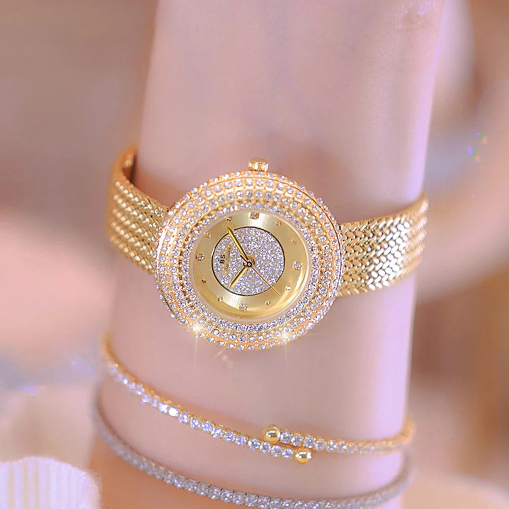 Fashion Luxury Watches For Woman New Vintage Golden Women's Wristwatches Ladies Dress Quartz Clock High Quality Relogio Feminino Good Vibrations