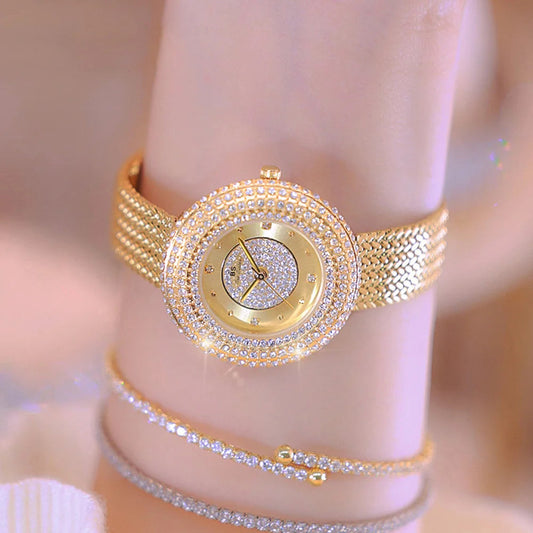 Fashion Luxury Watches For Woman New Vintage Golden Women's Wristwatches Ladies Dress Quartz Clock High Quality Relogio Feminino Good Vibrations