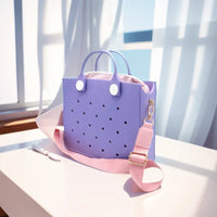 The orange guy Purple Women Fashion New EVA Punched Handbag Casual Waterproof Travel Tote Bag Fit Charms Outdoor Beach Bags Good Vibrations