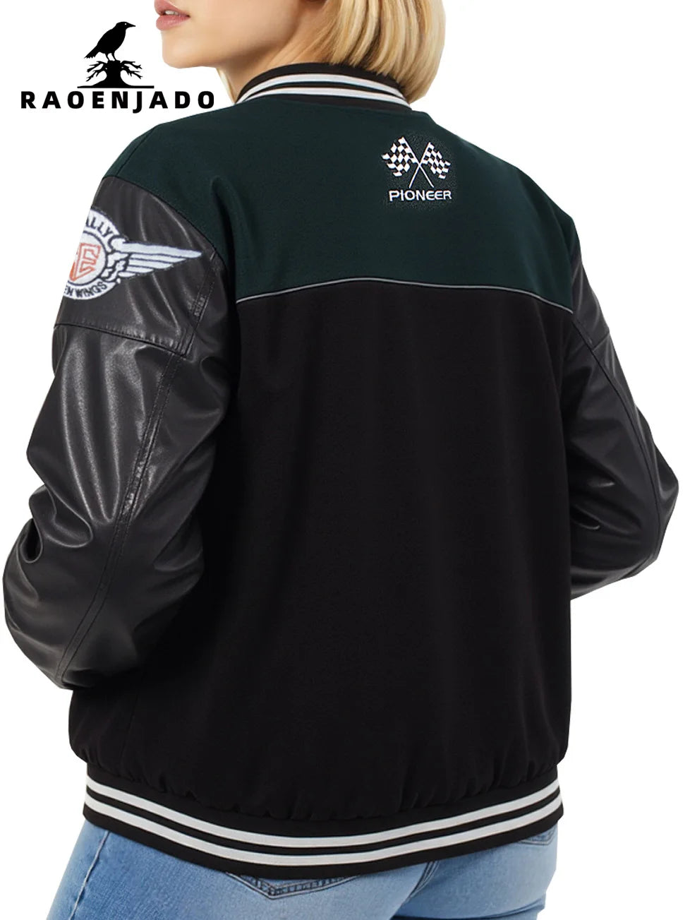 Women's Spring & Autumn Faux Leather Baseball Jacket Warmth Outerwear Loose Casual Street Wear Style Windproof Motorcycle Coat Good Vibrations